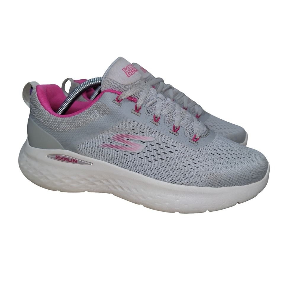 Skechers Go Run Lite Women's Grey Pink Athleisure Running Shoe 129423 Sz 10 M